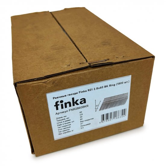 Реечные гвозди Finka R21 2.8x60 BK Ring (1800 шт)
