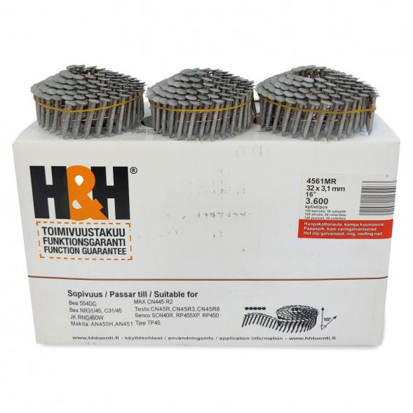 Кровельные гвозди H&amp;amp;H 3.1x32 Ring HDG 3600 шт.