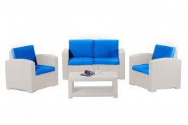 Комплект мебели Rattan Premium 4 серо-синий